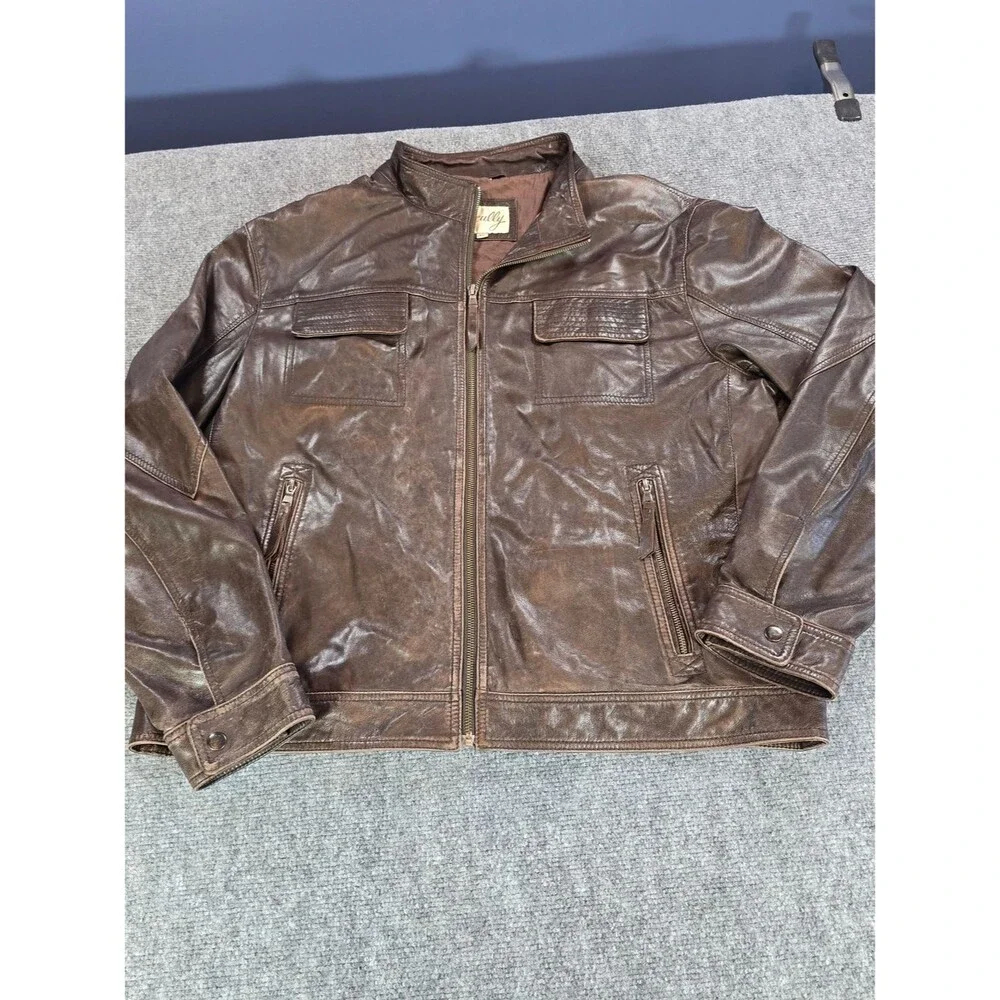 Scully Womens XL Brown Leather Jacket Distressed Western Moto Biker Coat